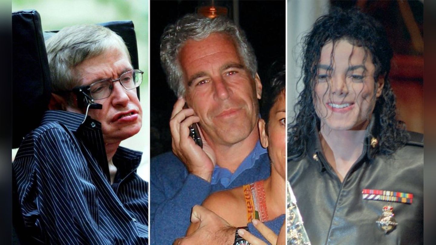 Die Namen von Stephen Hawking (l.) und Michael Jackson (r.) sind nun im Zusammenhang mit dem Epstein-Skandal genannt worden.
