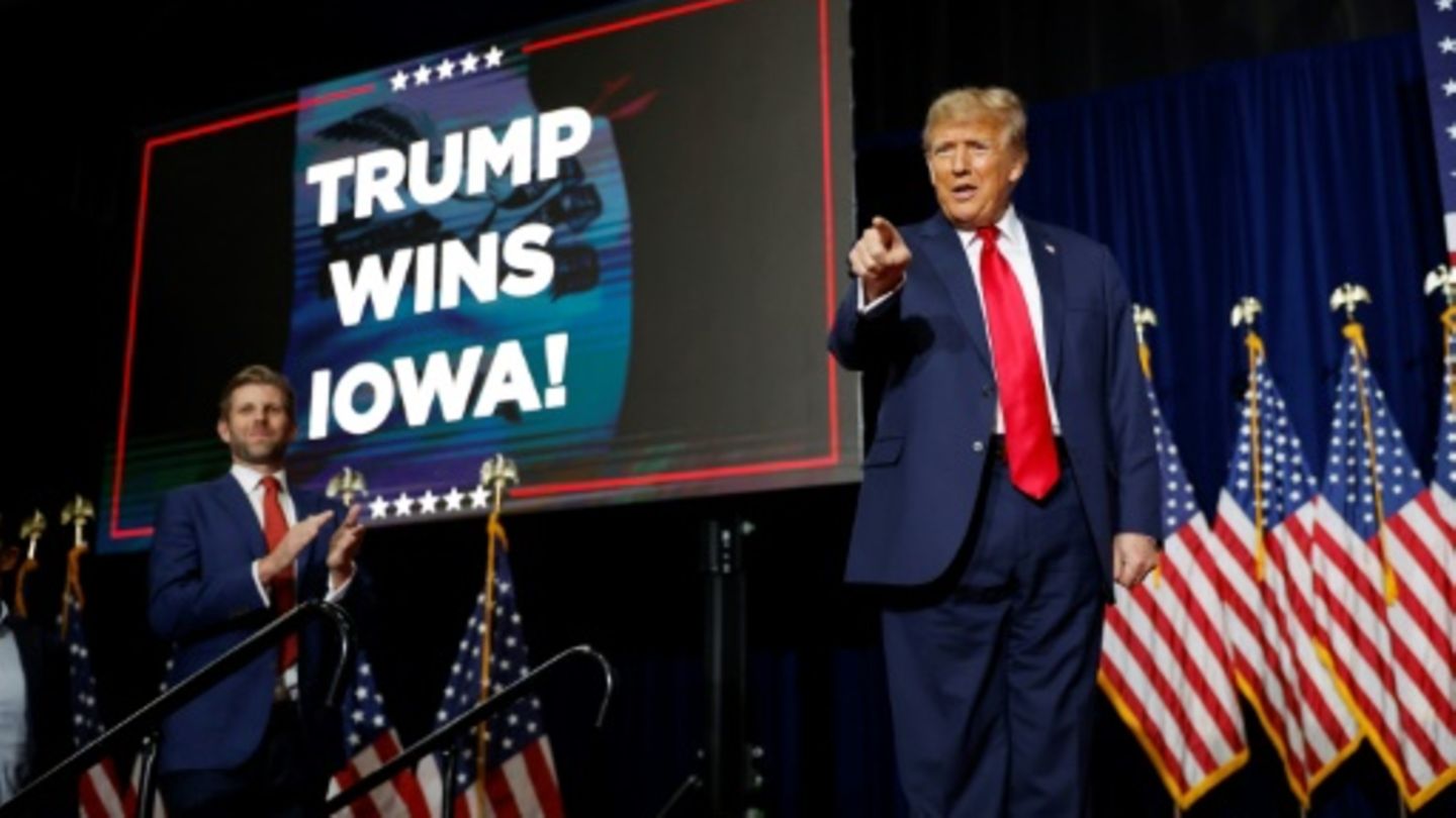 Donald Trump nach seinem Sieg bei der Vorwahl in Iowa